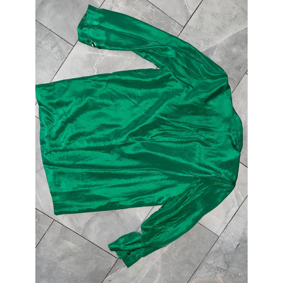 Vintage Two Roads Green Silk Blazer M - Picture 6 of 6